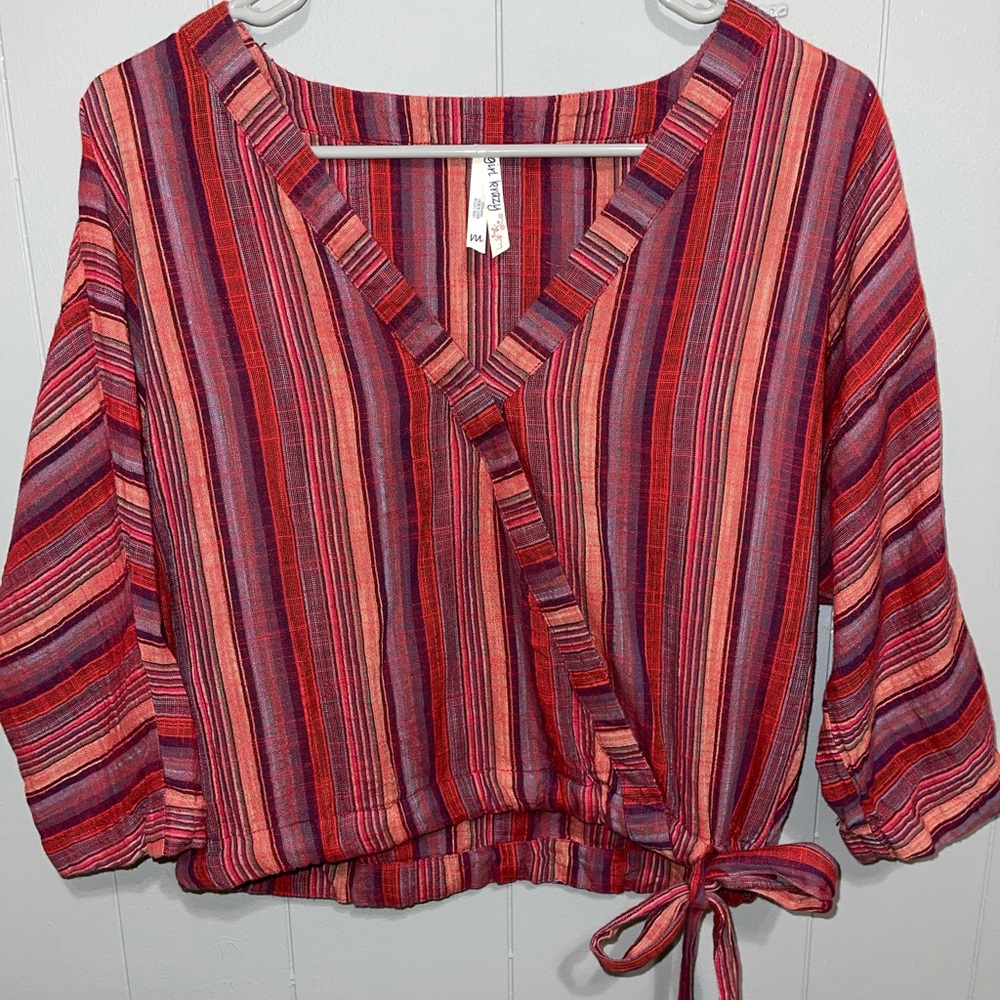 Striped Surplice Top